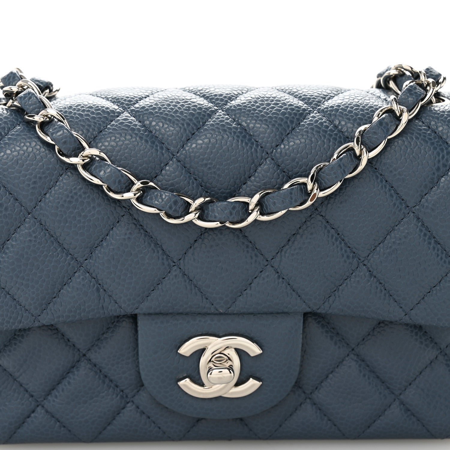 Chanel Caviar Quilted Mini Rectangular Flap Blue 8 of 10
