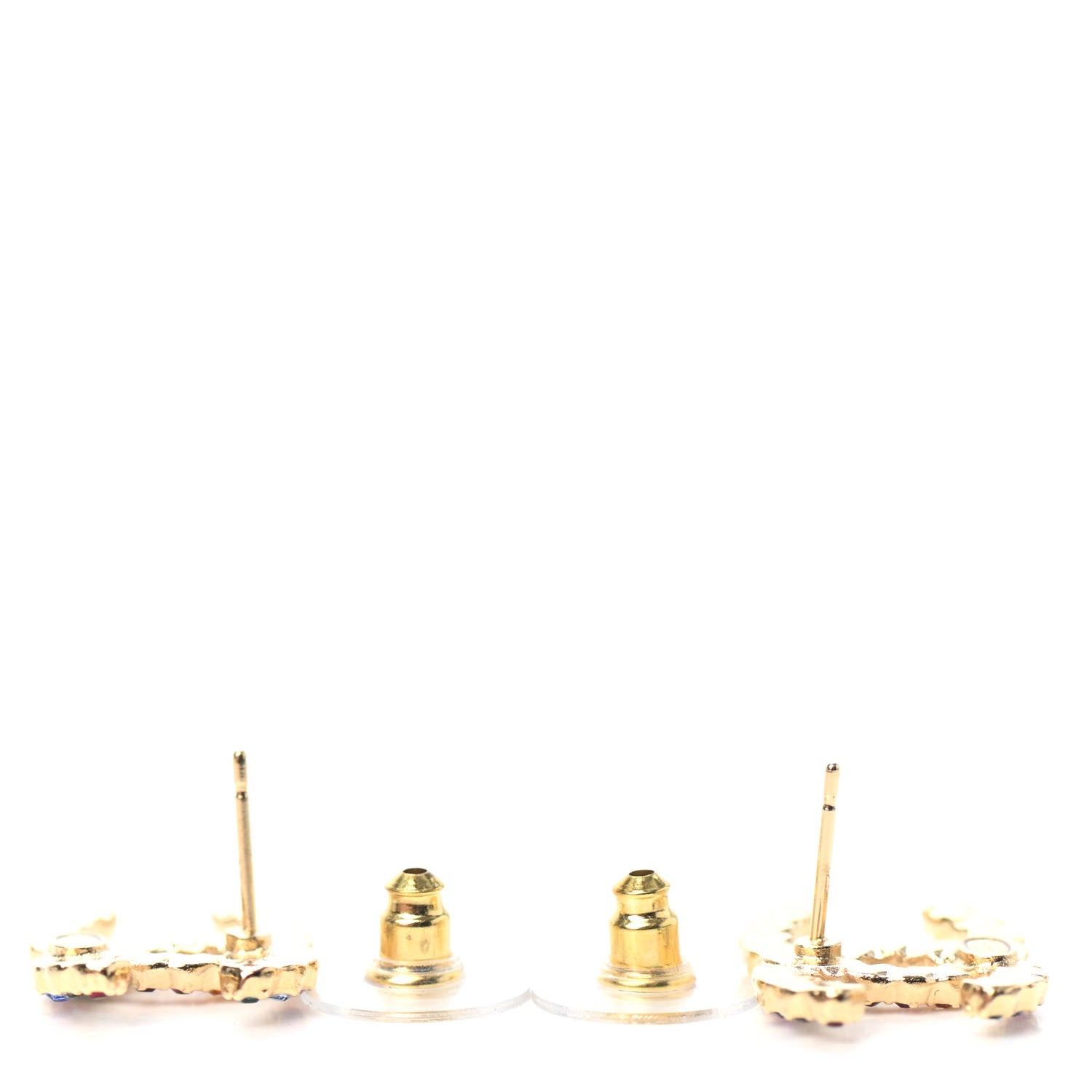 Chanel Crystal Over The Rainbow CC Earrings Gold Multicolor 3 of 4
