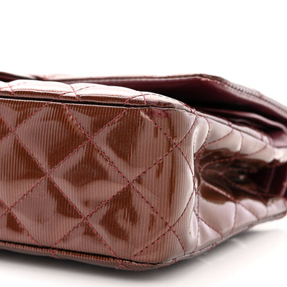 Chanel Striated Patent Quilted Medium Double Flap Burgundy 12 of 16