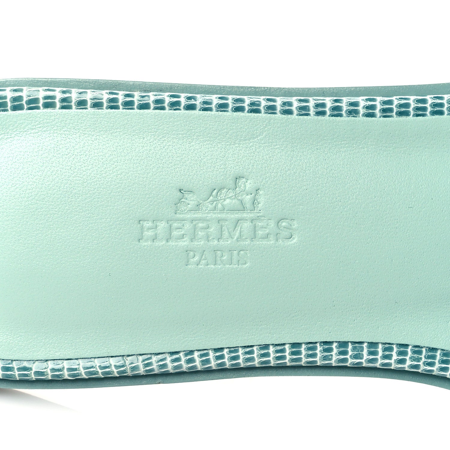 Hermes Lizard Oran Sandals 37 Turquoise 7 of 9