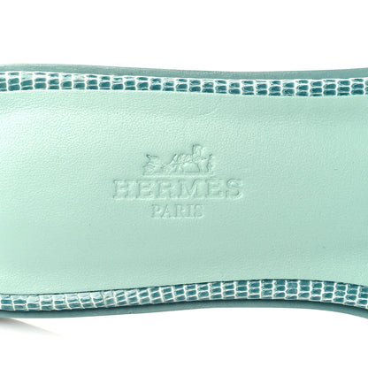 Hermes Lizard Oran Sandals 37 Turquoise 7 of 9