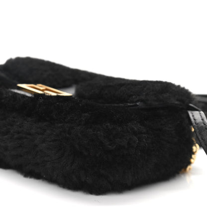 Fendi Shearling Shiny Nappa Micro Baguette Black 10 of 11