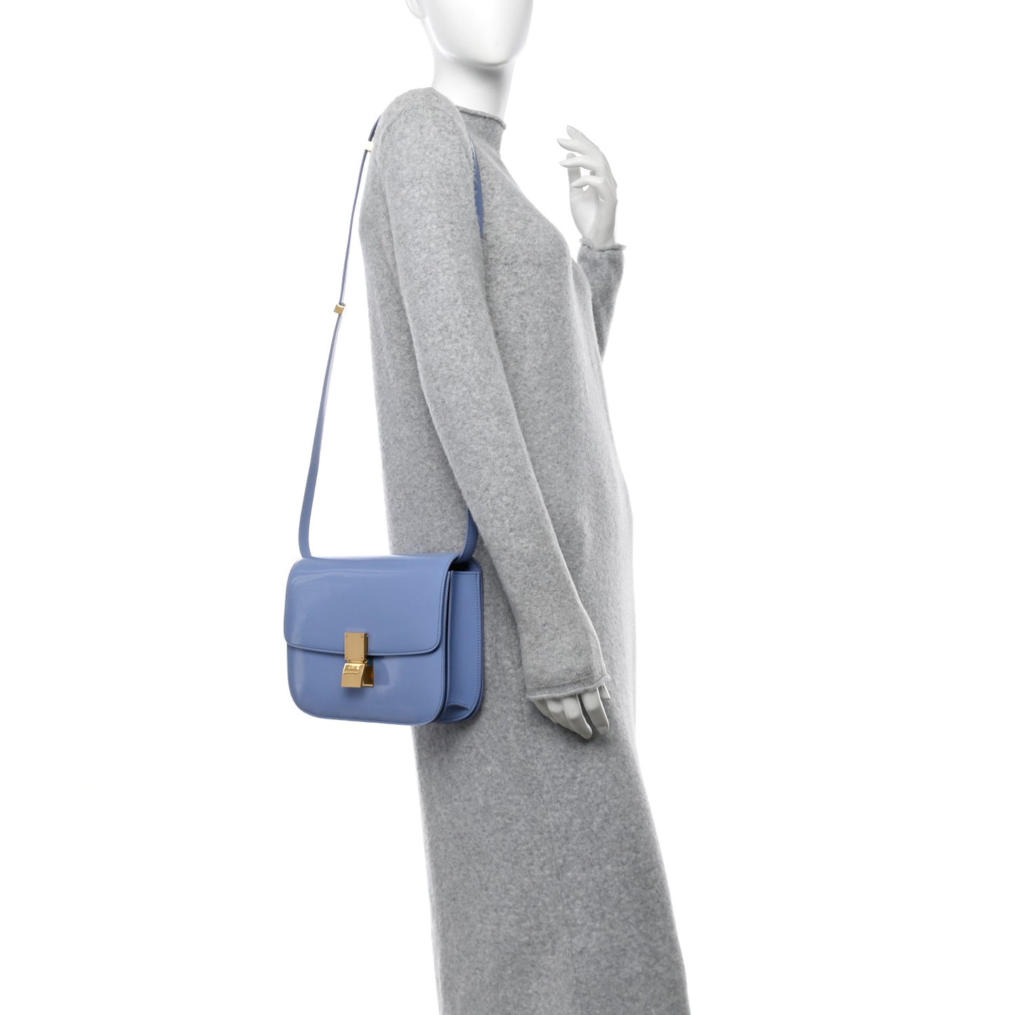 Spazzolato Calfskin Medium Classic Box Flap Bag Porcelain