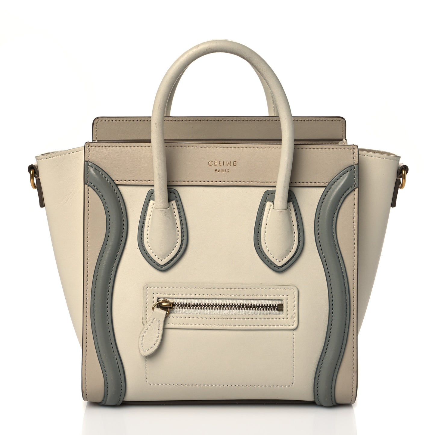 Shiny Smooth Calfskin Nano Tri-Color Luggage Natural