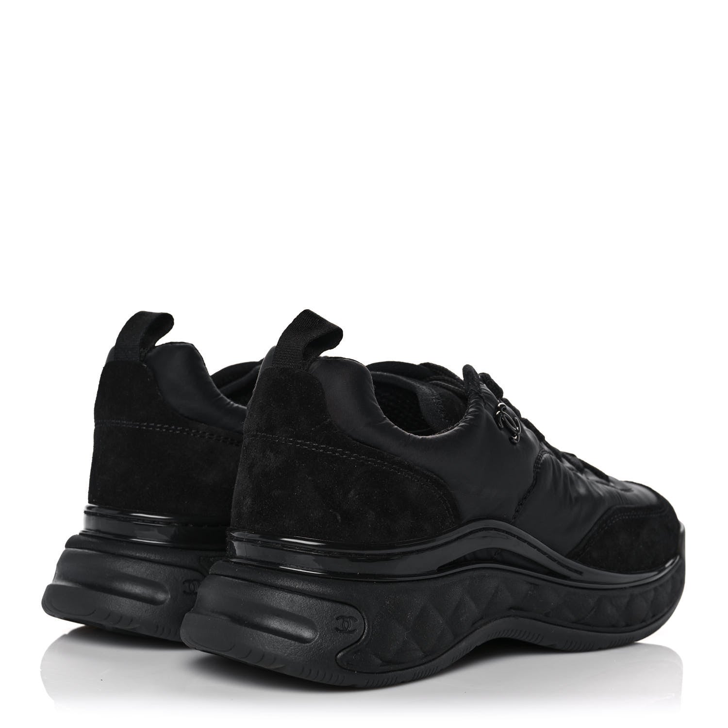 Chanel Nylon Suede Calfskin CC Sneakers 36 Black 4 of 9