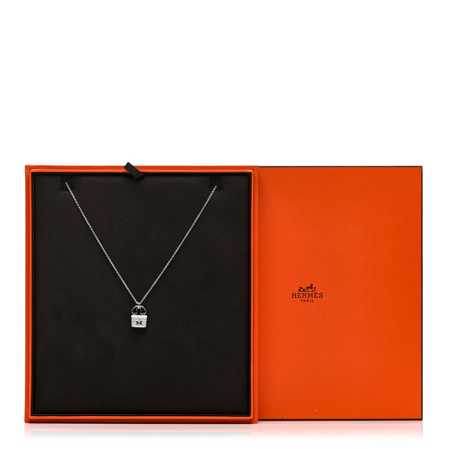 18K White Gold Diamond Constance Amulette Pendant Necklace