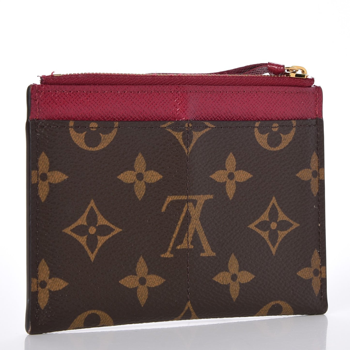 Monogram Zipped Card Holder Fuchsia