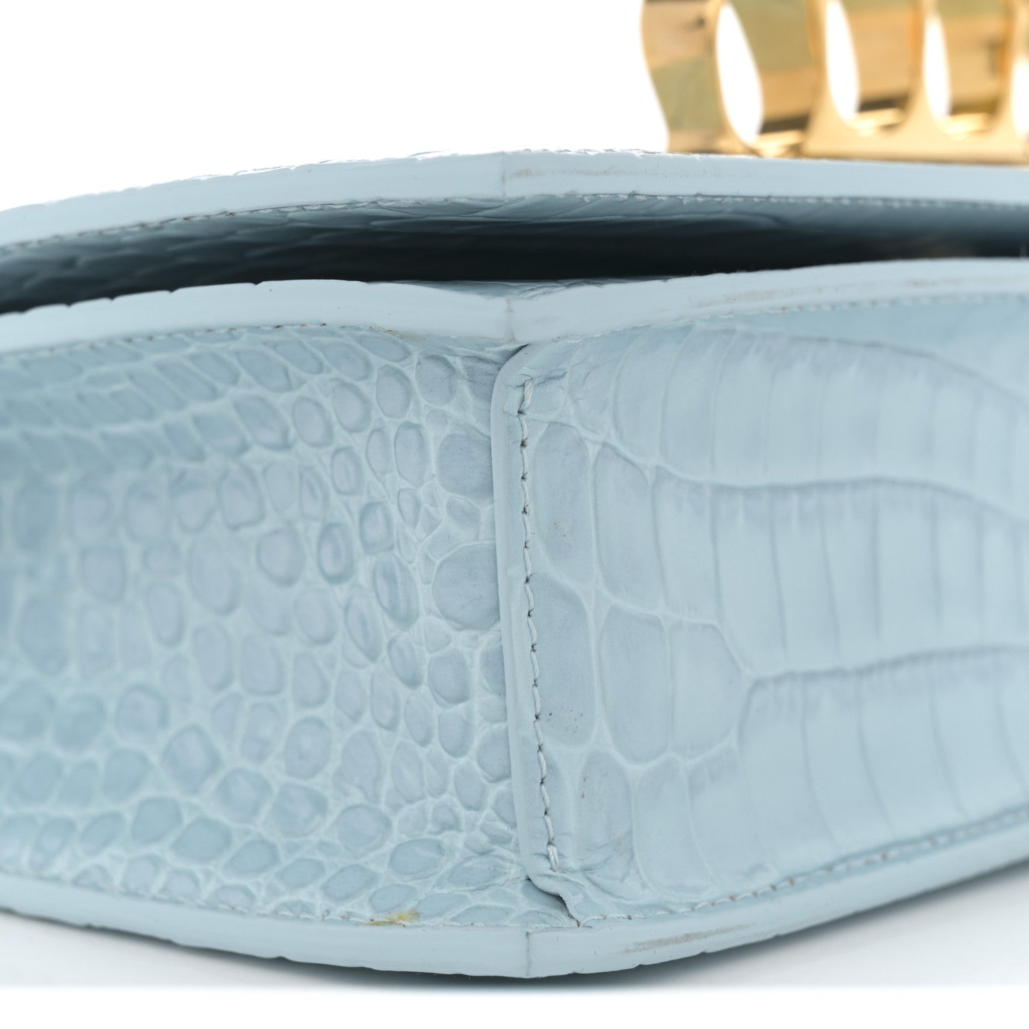 Alexander McQueen Shiny Crocodile Embossed Jeweled Satchel Pale Blue 8 of 12