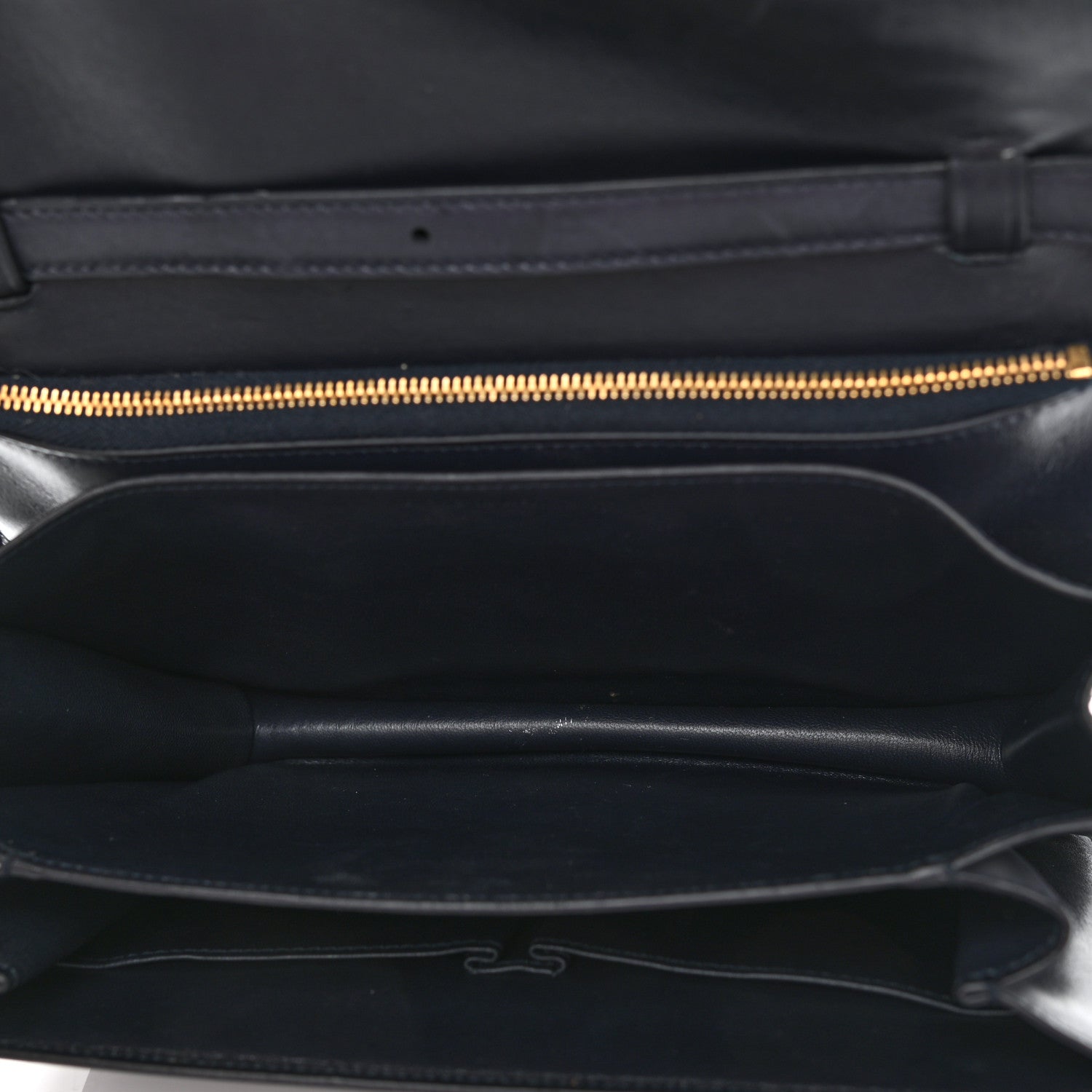 Celine Ostrich Leg Medium Classic Box Flap Bag Dark Blue 5 of 12