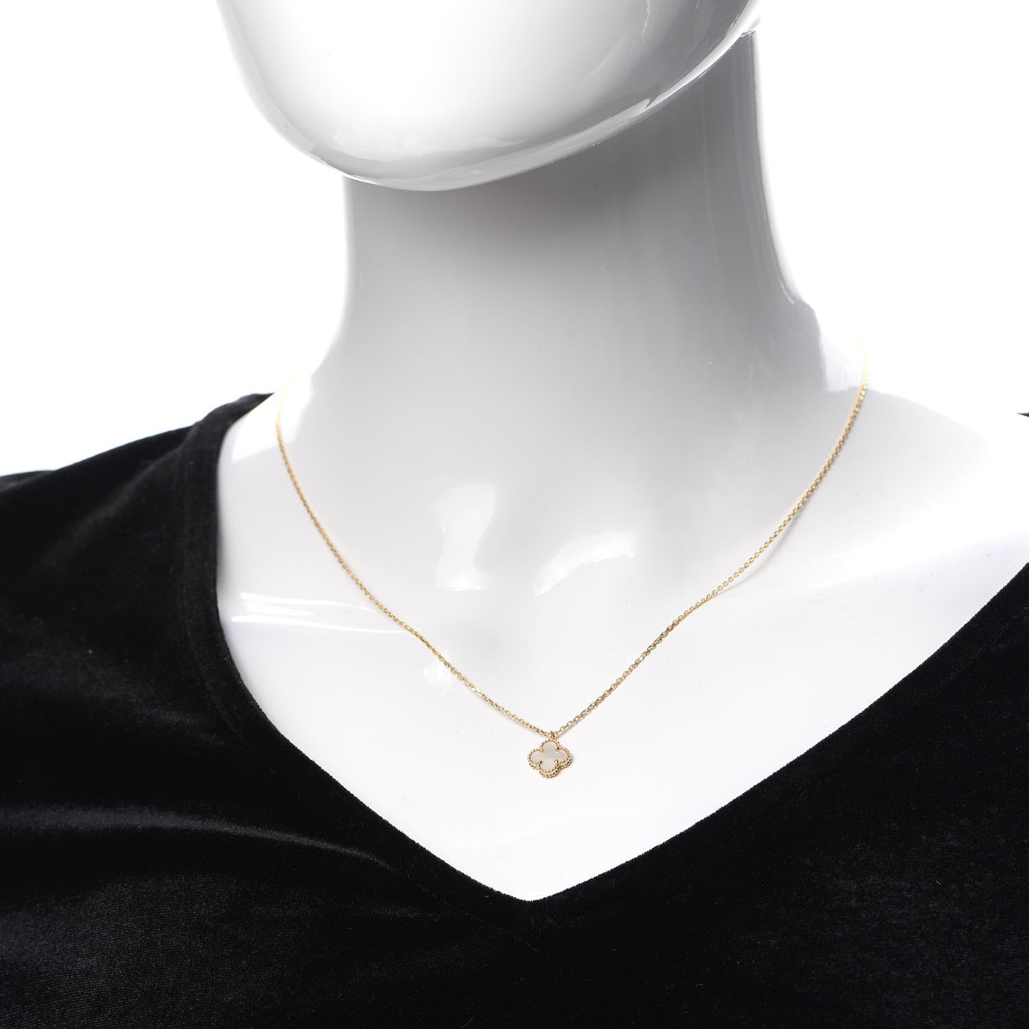 Van Cleef & Arpels 18K Yellow Gold Mother of Pearl Sweet Alhambra Pendant Necklace 2 of 8