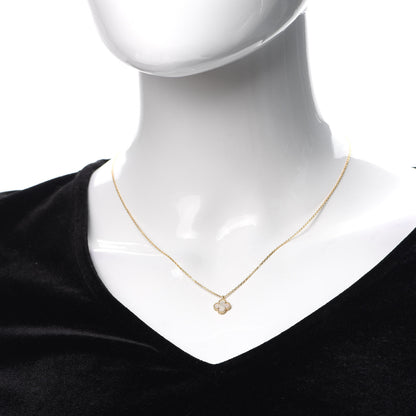 Van Cleef & Arpels 18K Yellow Gold Mother of Pearl Sweet Alhambra Pendant Necklace 2 of 8