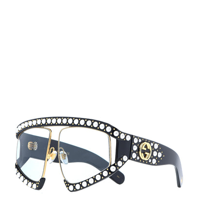 Gucci Acetate Pearl Rectangular Frame Sunglasses GG0234S Black 1 of 7