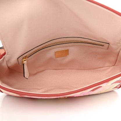 Fendi Canvas Vitello King FF Embroidered Baguette Rosa Quarzo Bloody Mary Multicolor 5 of 8