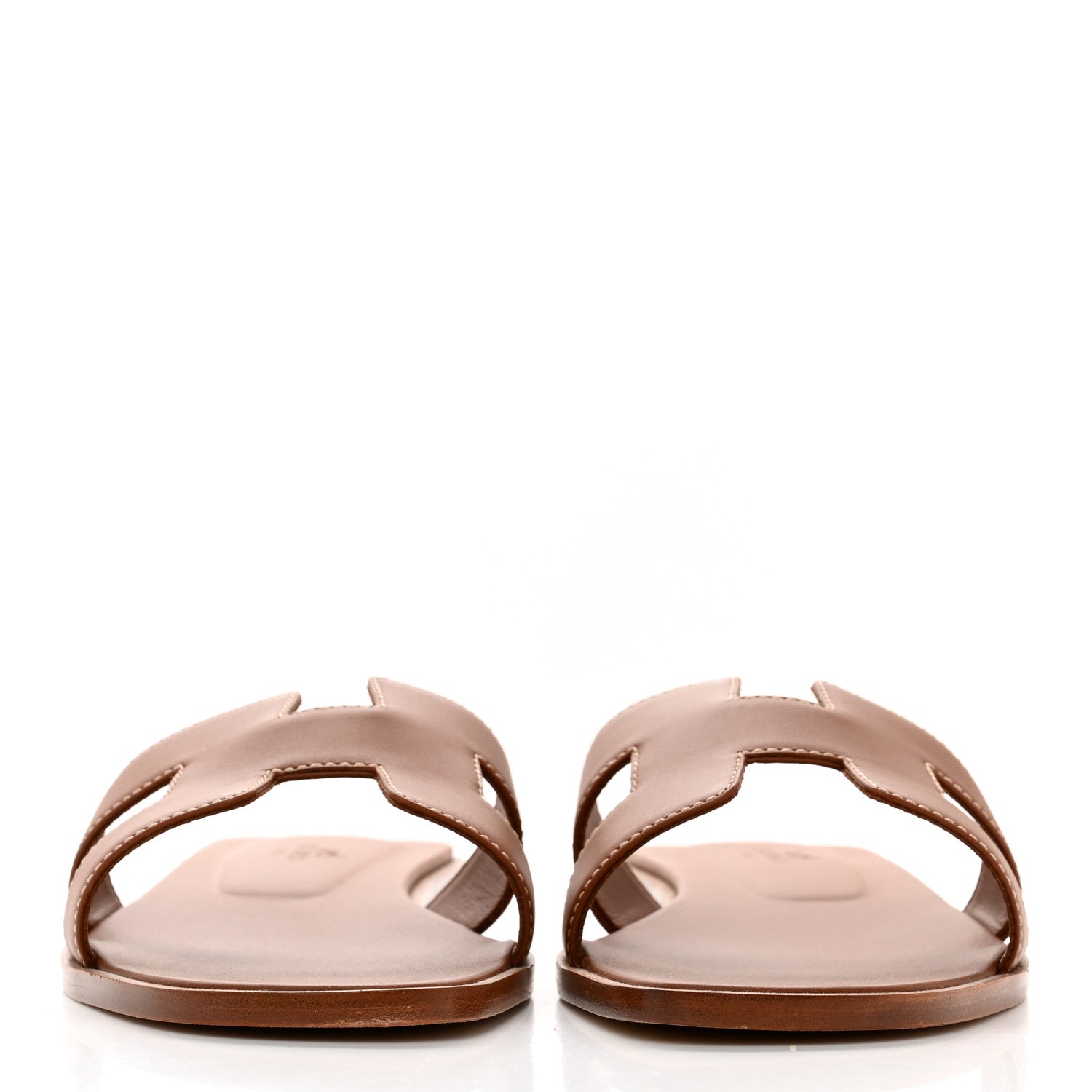 Hermes Box Calfskin Oran Sandals 38.5 Gold 2 of 9