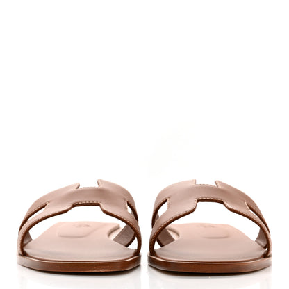 Hermes Box Calfskin Oran Sandals 38.5 Gold 2 of 9