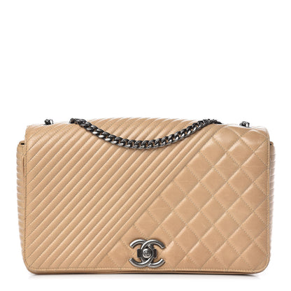Chanel Glazed Calfskin Quilted Large Coco Boy Flap Beige 1 of 14