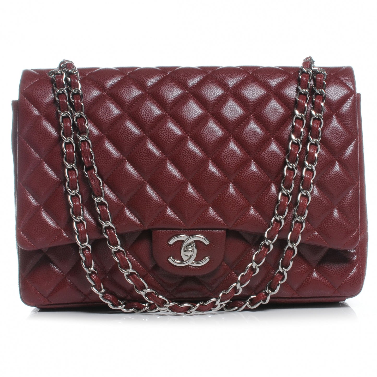 Caviar Quilted Maxi Double Flap Red