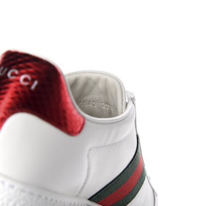 Gucci Calfskin Ayers Bee Embroidered Womens Ace Sneakers 37.5 White Green 9 of 10