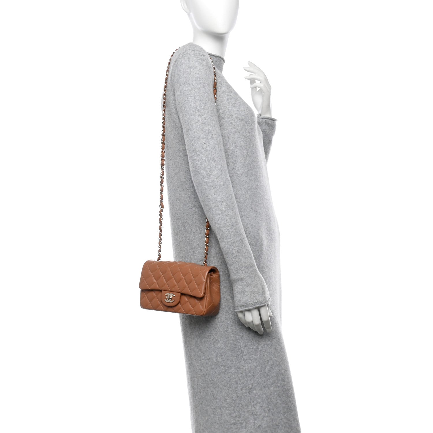 Chanel Lambskin Quilted Mini Rectangular Flap Brown 2 of 10