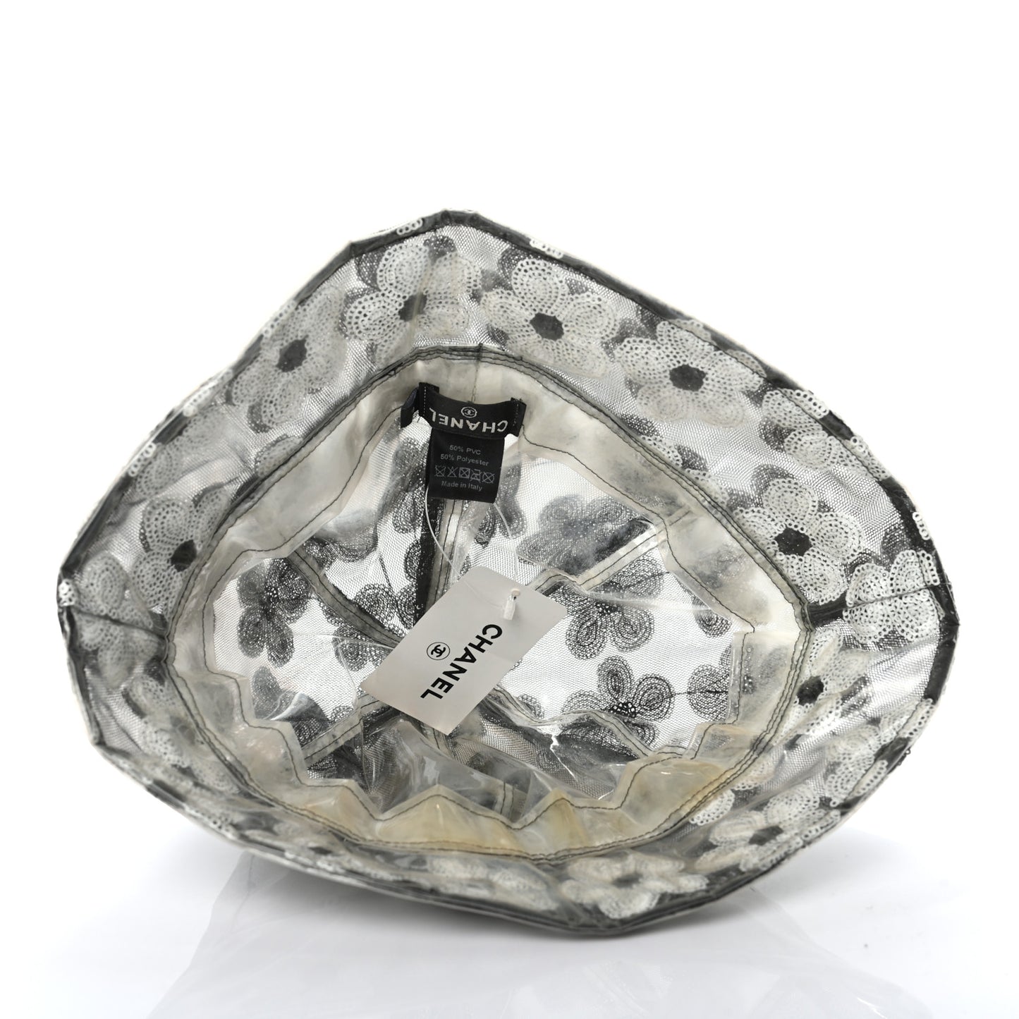 PVC Polyester Cloche Hat L Transparent Black White