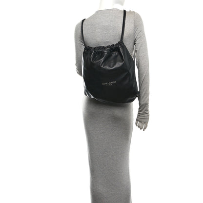 Saint Laurent Lambskin Teddy Drawstring Bag Black 2 of 11