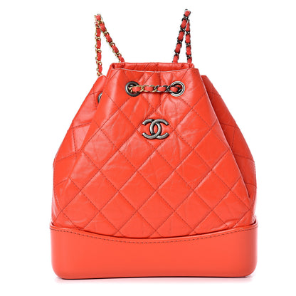 Chanel Aged Calfskin Quilted Small Gabrielle Backpack Orange 1 of 9