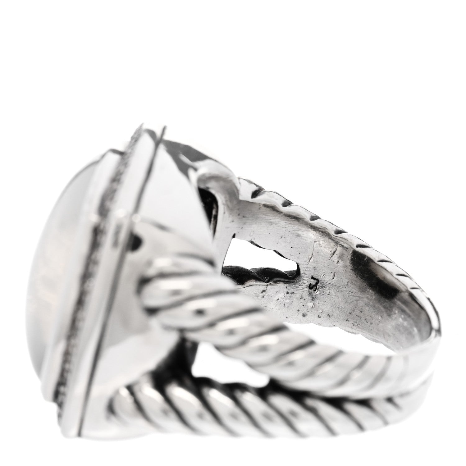 David Yurman Sterling Silver Diamond Mother of Pearl 17mm Albion Ring 60 9 6 of 6