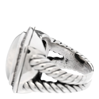 David Yurman Sterling Silver Diamond Mother of Pearl 17mm Albion Ring 60 9 6 of 6
