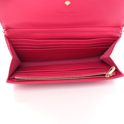 Christian Dior Lambskin Cannage Lady Dior Rendezvous Wallet On Chain Fuchsia 5 of 9