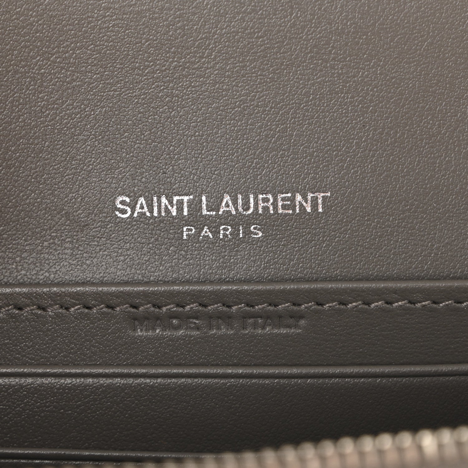 Saint Laurent Calfskin Crocodile Embossed Monogram Sunset Chain Wallet Fog 6 of 14