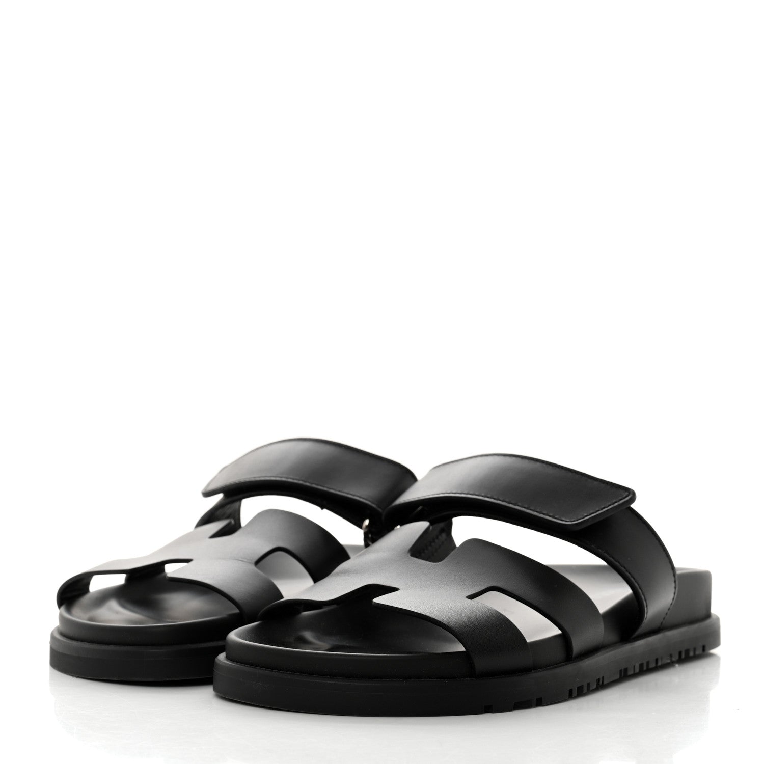 Hermes Calfskin Womens Chypre Sandals 35 Black 3 of 9