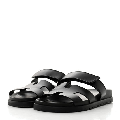 Hermes Calfskin Womens Chypre Sandals 35 Black 3 of 9
