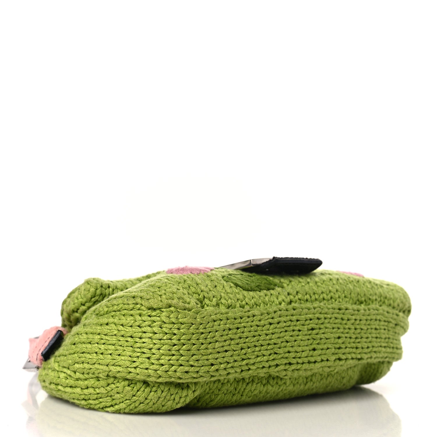 Fendi Crochet Calf Hair Tulip Baguette Green Pink 3 of 8