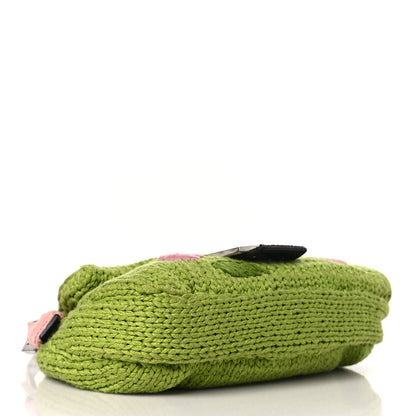 Fendi Crochet Calf Hair Tulip Baguette Green Pink 3 of 8