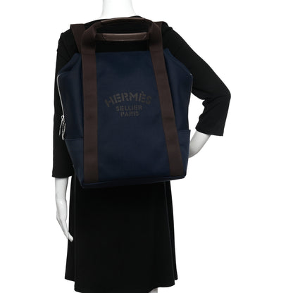 Hermes Toile Groom School Backpack Bleu Navy Feu 2 of 9