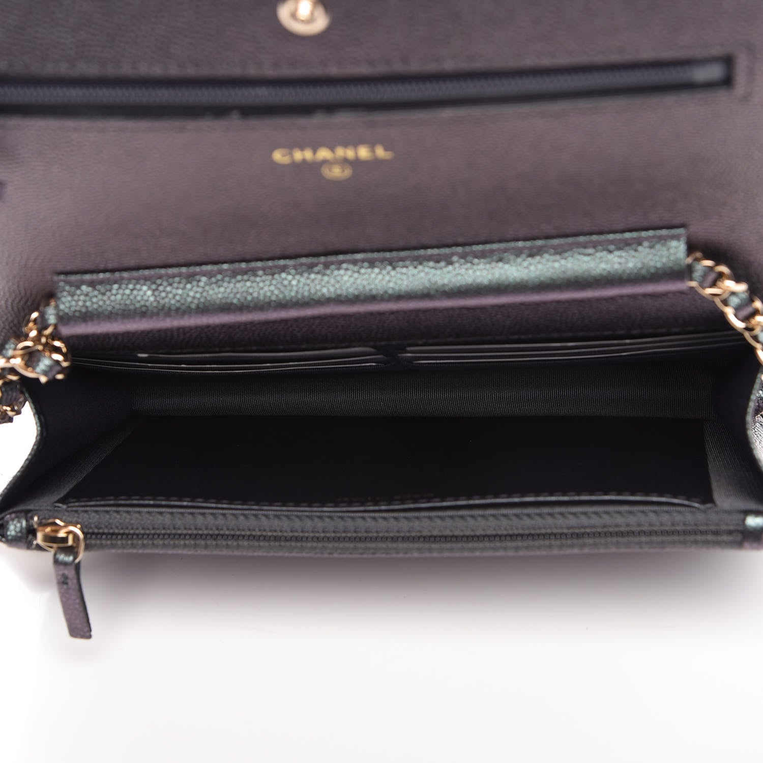 Chanel Iridescent Caviar Quilted Wallet On Chain WOC Black 7 of 13
