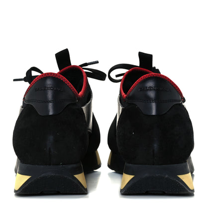 Balenciaga Calfskin Neoprene Mesh Suede Race Runner Sneakers 41 Black Yellow 6 of 10