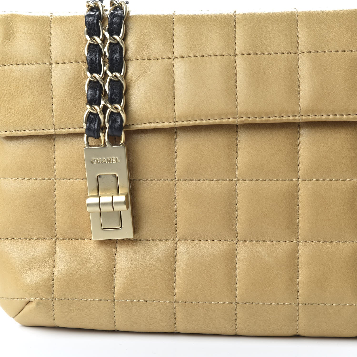 Chanel Lambskin Chocolate Bar Mademoiselle Flap Shoulder Bag Beige 10 of 10