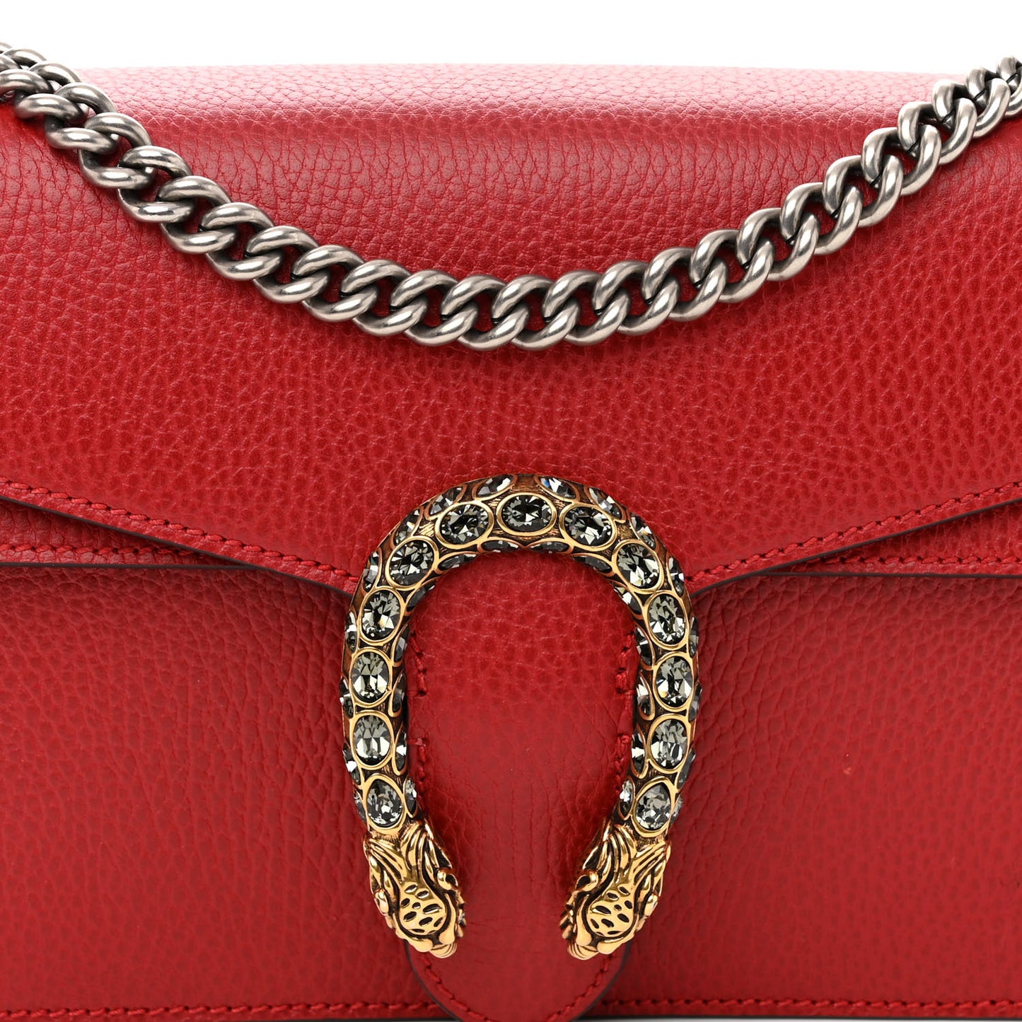 Dollar Calfskin Swarovski Crystal Small Dionysus Shoulder Bag Hibiscus Red