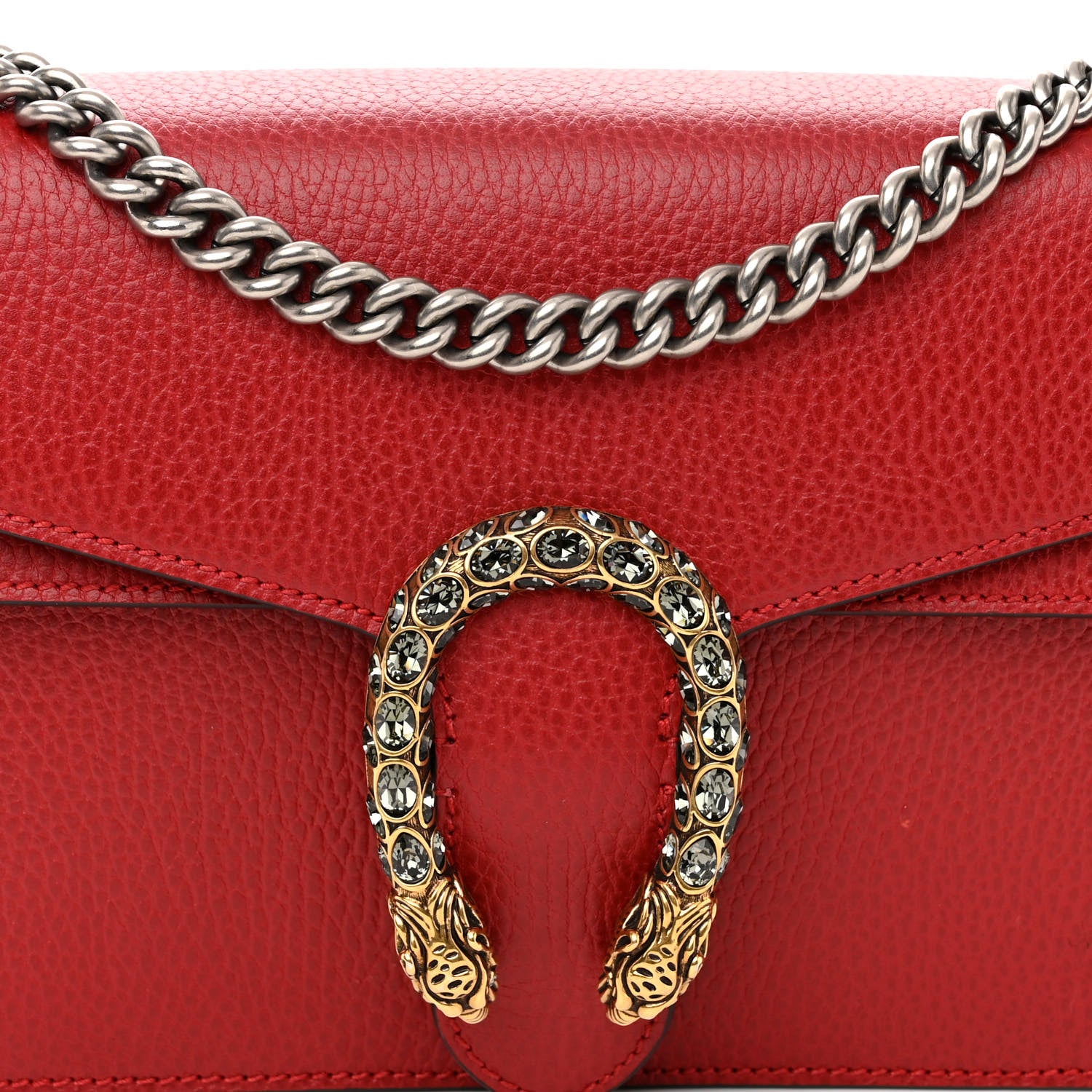 Gucci Dollar Calfskin Swarovski Crystal Small Dionysus Shoulder Bag Hibiscus Red 7 of 10