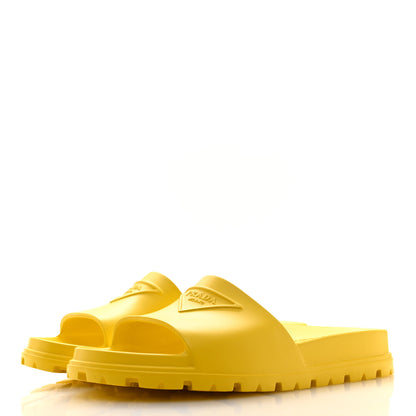 Prada EVA Rubber Triangle Logo Embossed Mens Lug Sole Slide Sandals 43 Sole 4 of 10