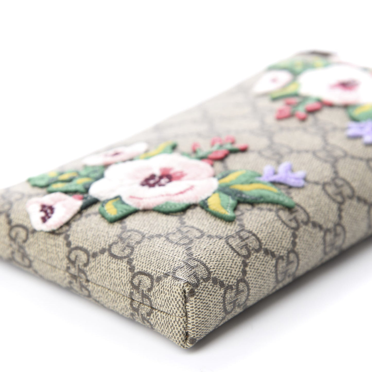 GG Supreme Monogram Embroidered Flower Chain Wrist Wallet