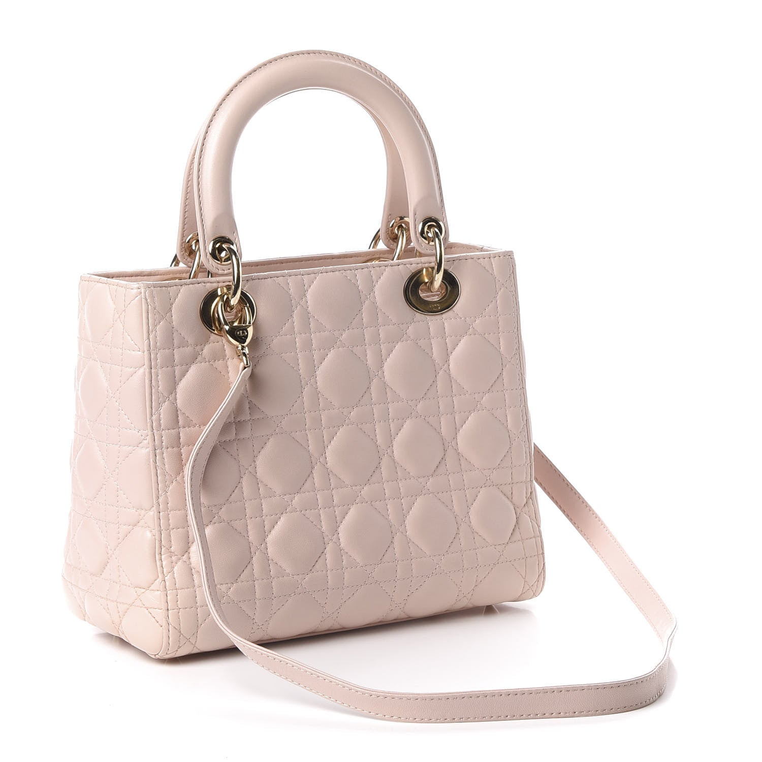 Christian Dior Lambskin Cannage Medium Lady Dior Light Pink 4 of 12
