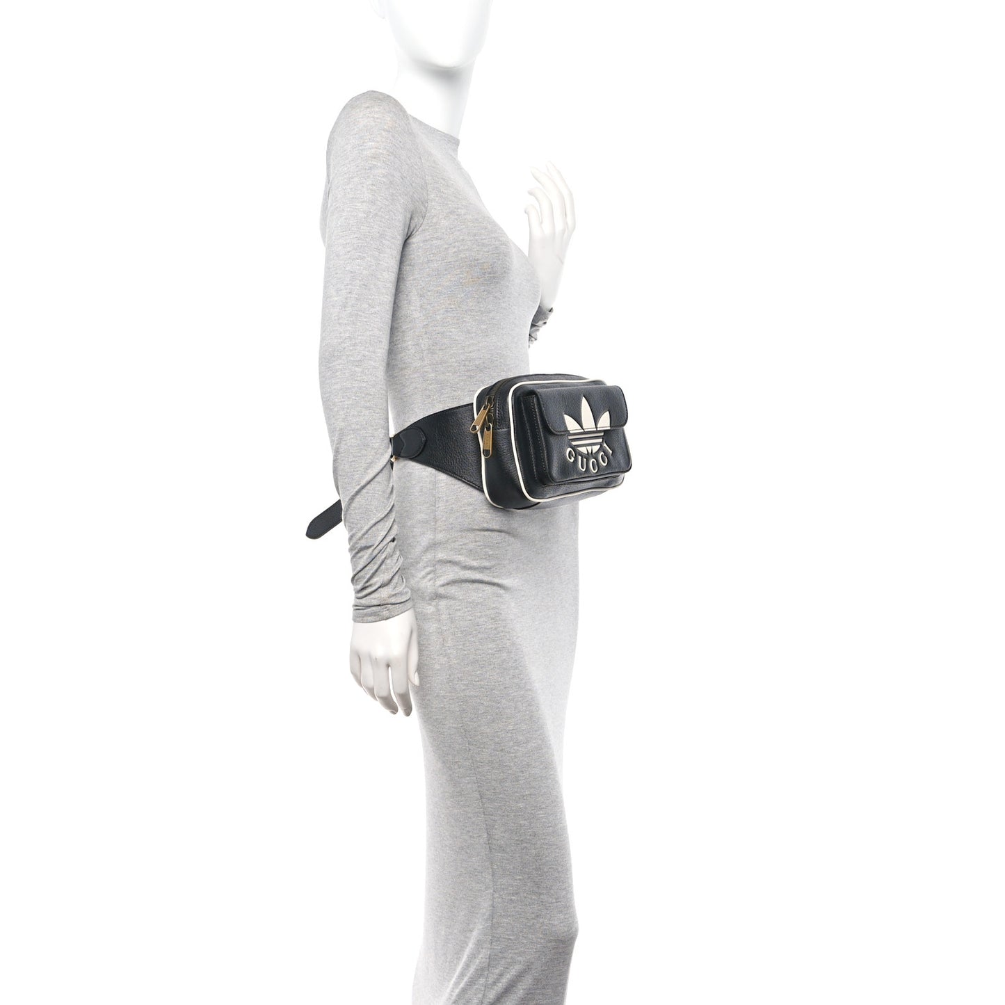 X ADIDAS Textured Dollar Calfskin Belt Bag Black