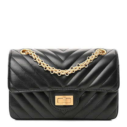 Chanel Aged Calfskin Chevron Quilted 2.55 Reissue Mini Flap Black 1 of 10