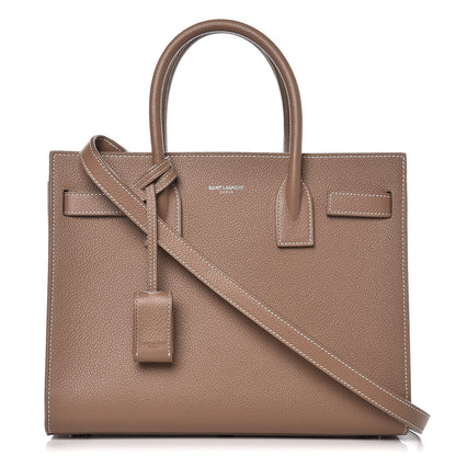 Saint Laurent Grained Calfskin Topstich Baby Sac De Jour Taupe 1 of 8