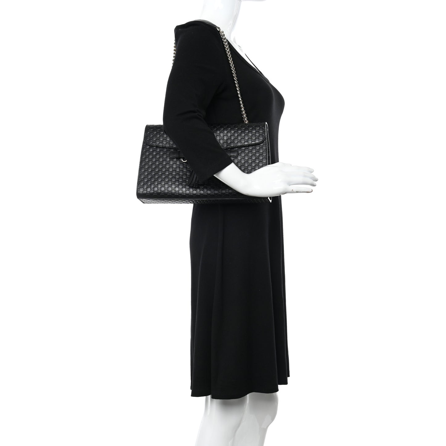 Microguccissima Medium Emily Chain Shoulder Bag Black