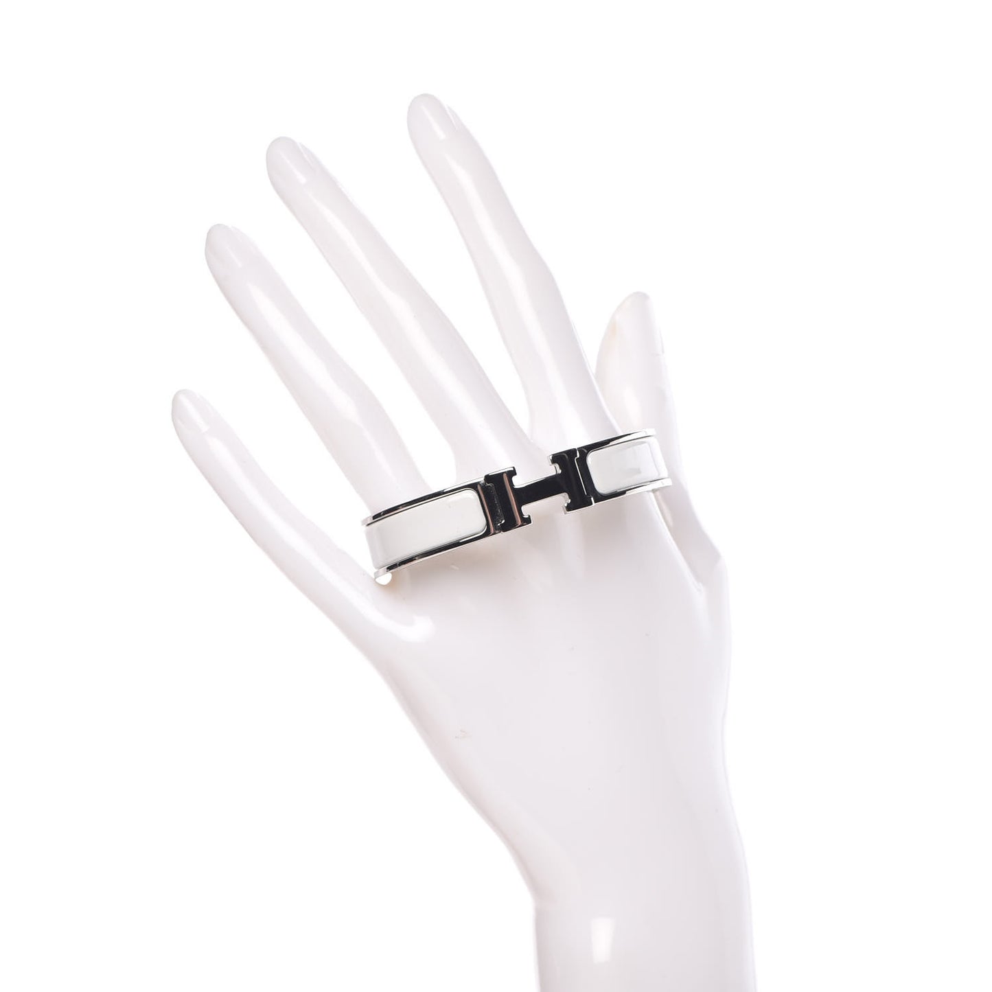 Enamel Narrow Clic Clac H Bracelet PM White
