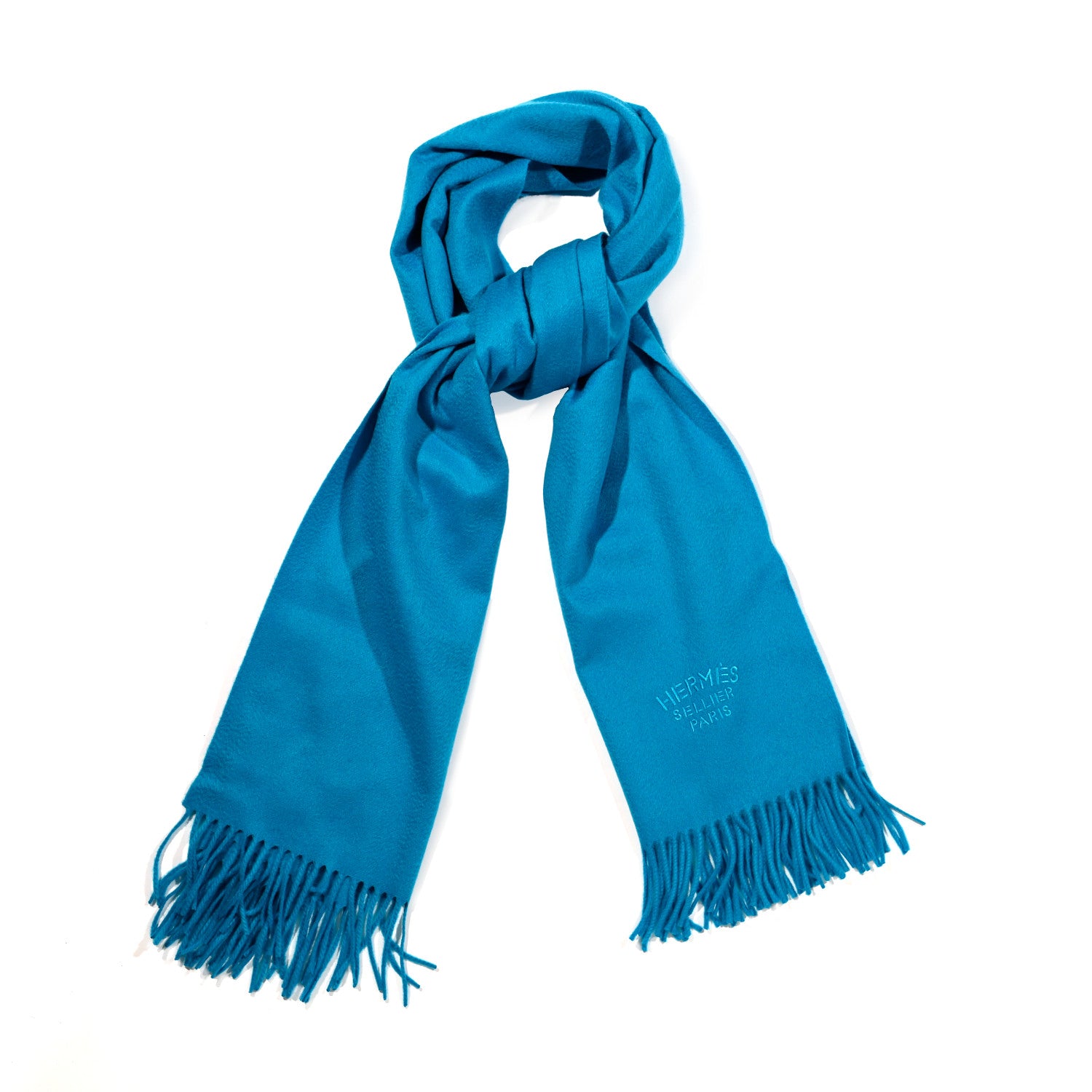 Hermes Cashmere Broderie Scarf Turquoise 1 of 4