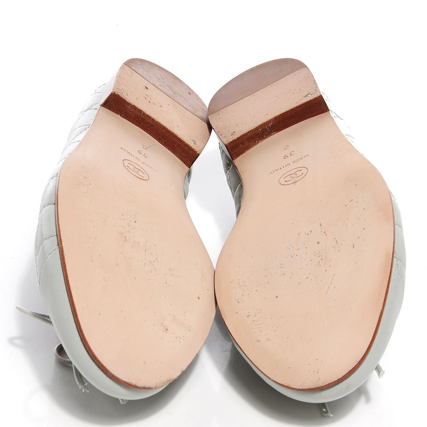 Chanel Quilted Leather CC Ballerina Flats 39 Green 5 of 9